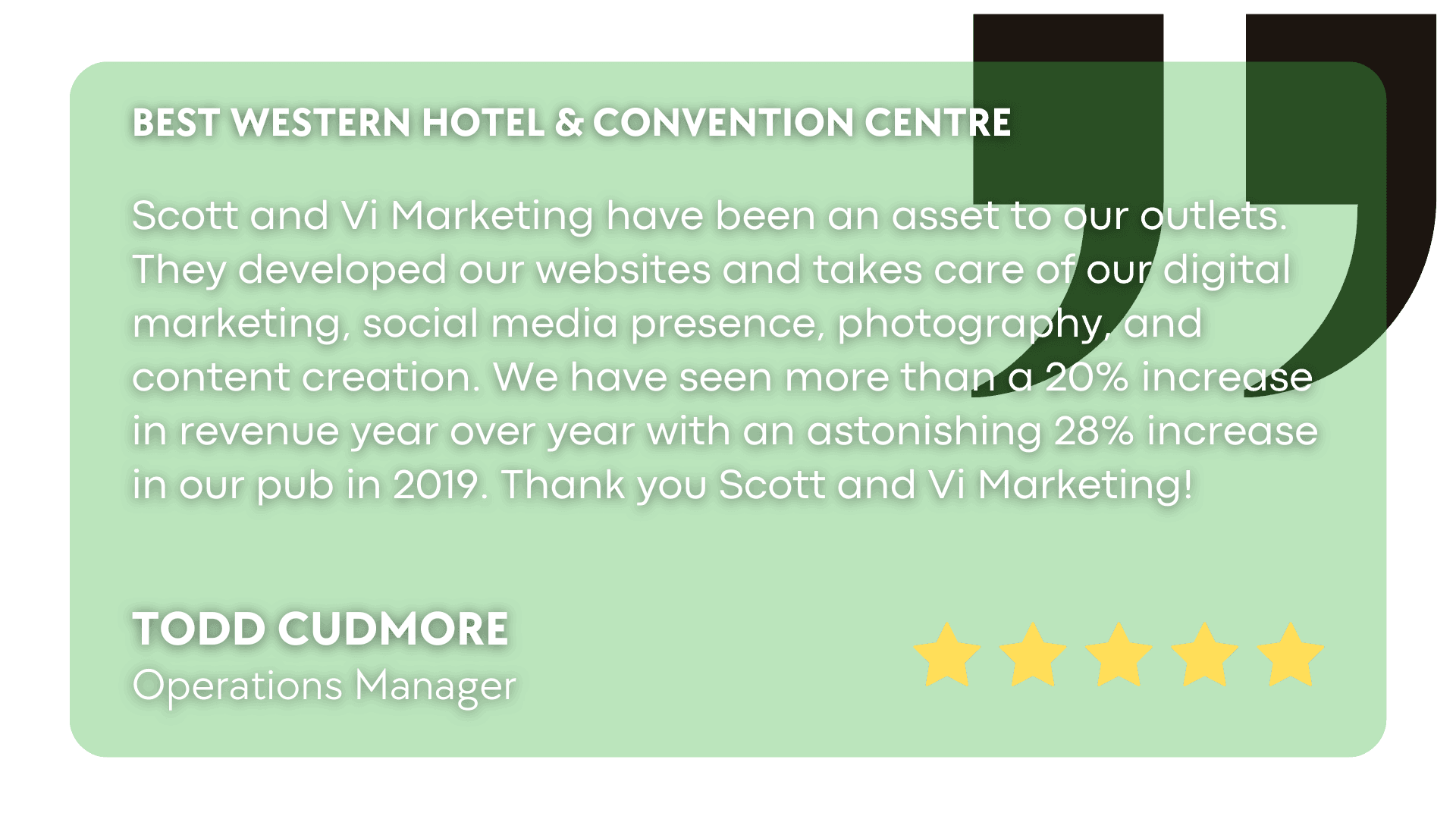 Testimonial - Best Western Hotel & Convention Centre