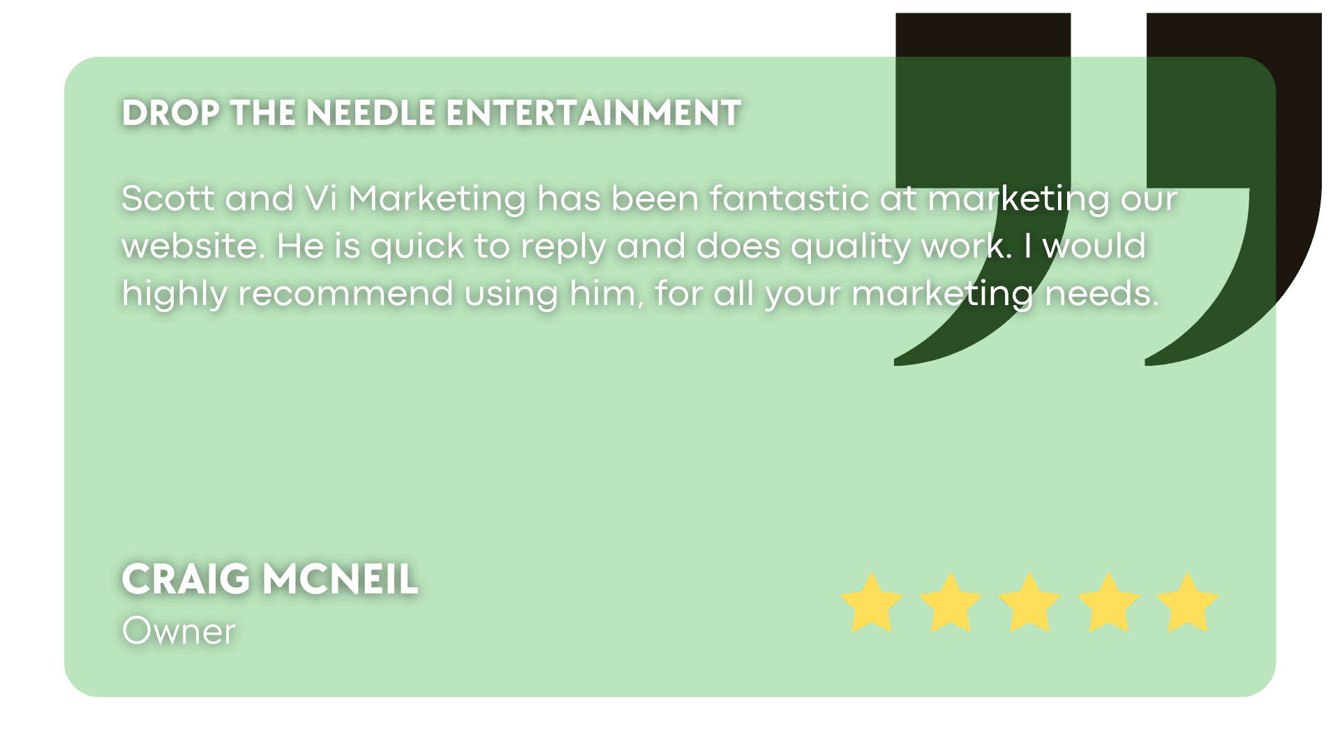 Testimonial - Drop the Needle Entertainment