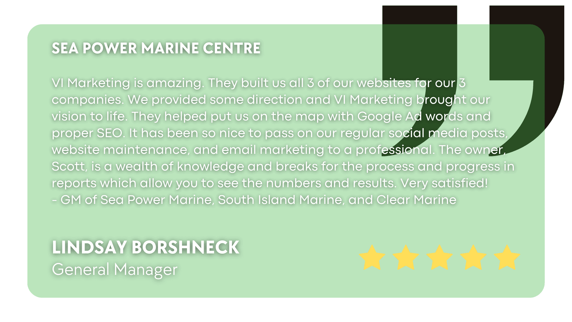 Testimonial - Sea Power Marine Centre